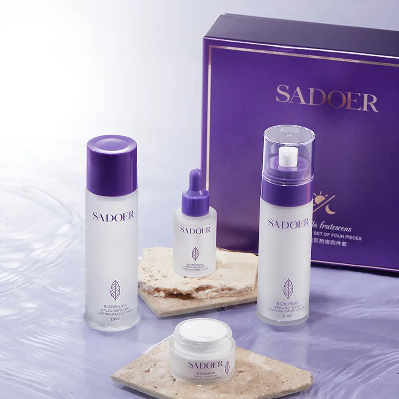 Perilla Overnight Four-Piece Set for Hydrating, Moisturizing, and Nourishing Skin Care, Improving Dullness and Making Skin Smooth and Tender. Skin Care Product Set That Moisturizes, Softens, and Cares for Beautiful Skin, Impr Vue