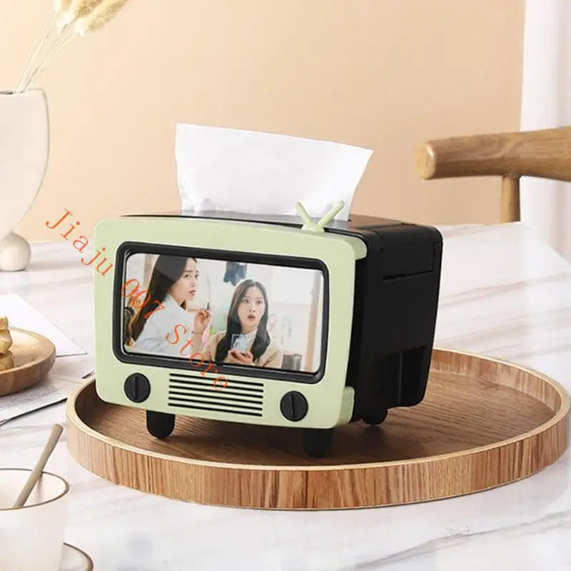 Tissue Box with Phone Stand & Storage – Up to 6.7" Phones Desktop Tissue Organizer Vue