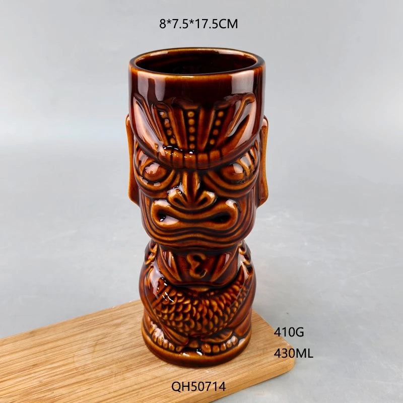 Hawaiian Ceramic Tiki Cocktail Mug coffee mug Hand Painted Cup Perfect Bar Party Tropical Gift For Couples Women Birthday Vue