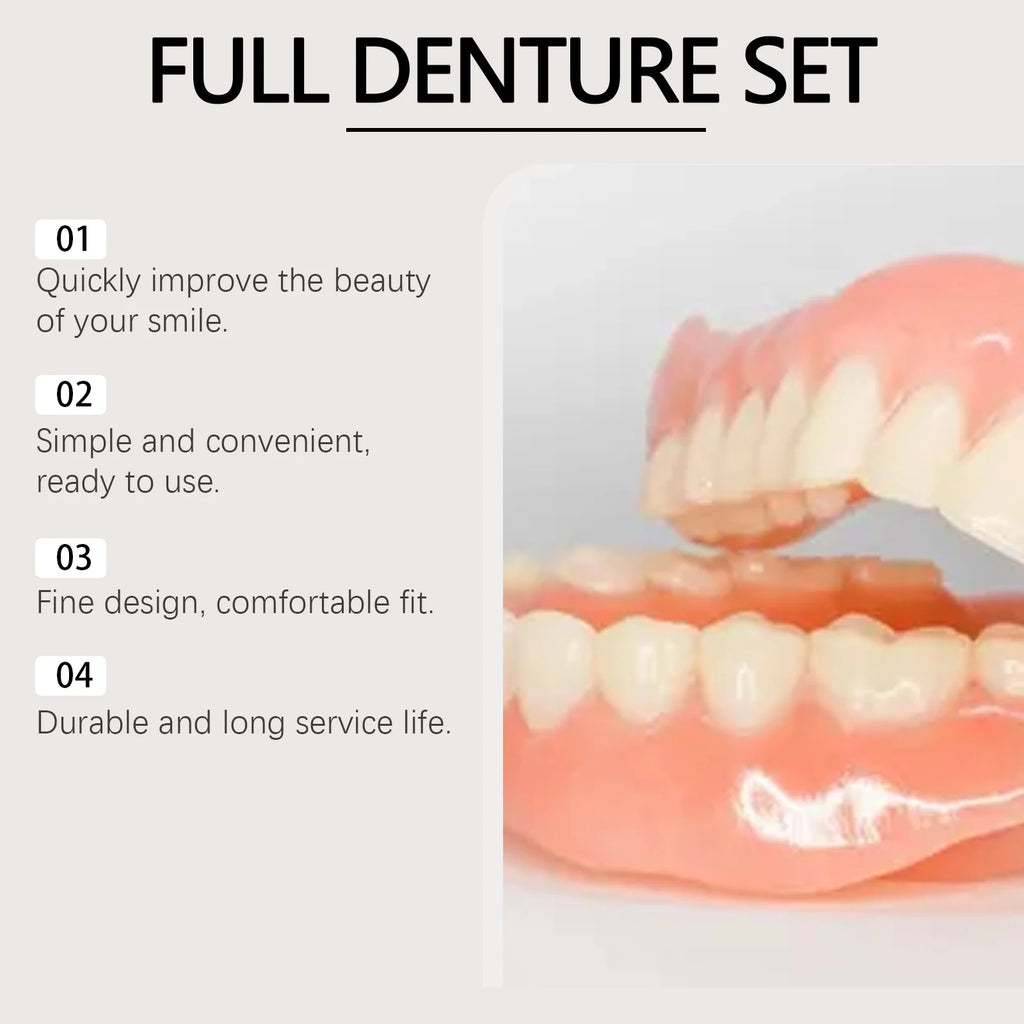 Silicone False Teeth Upper Lower Veneers Dentures Whitening Fake Teeth Confident Smile Comfortable Fit Teeth Orthodontic Tools Vue