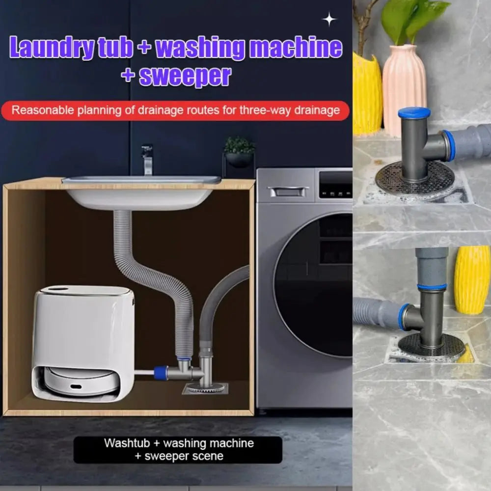 Multi-functional Floor Drain Adapter Universal Tee Joint Sink Elbow Pipe Connector Anti-odor Drain Filter Sewer Connector Vue