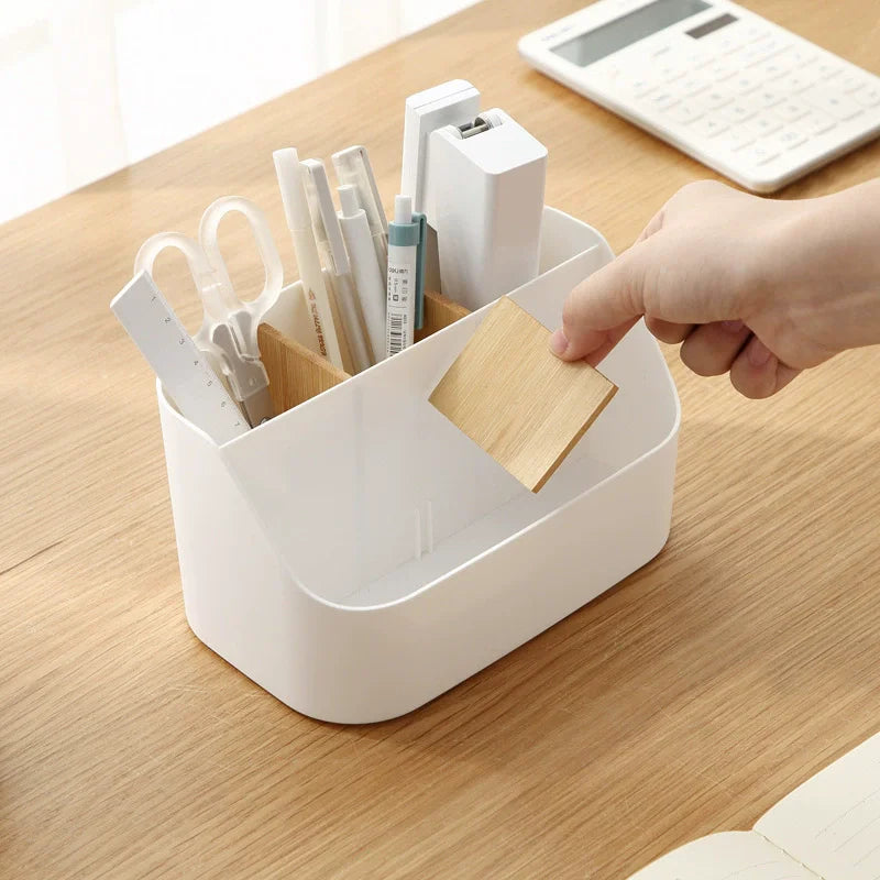 Desk Storage Box Office Supplies Box Makeup Cosmetic Desktop Organizer Plastic Storage Dividing Box for Office Living Room Vue