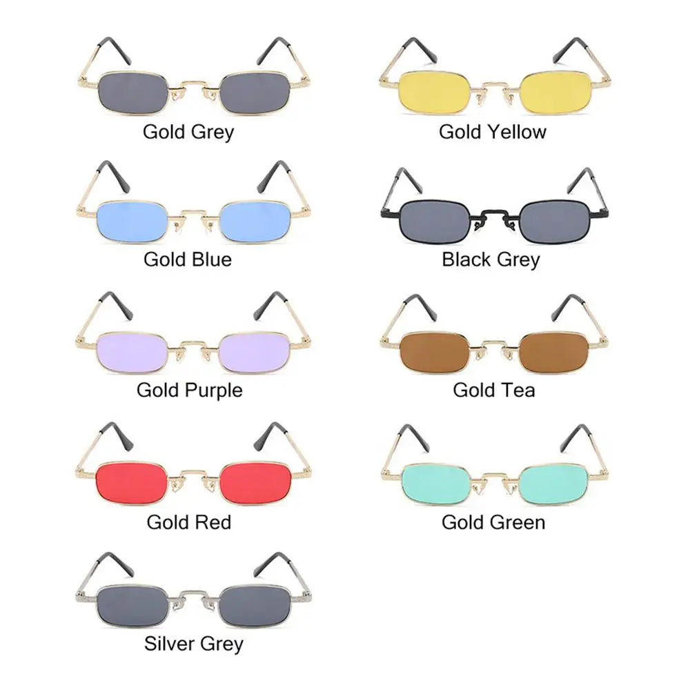 Small Rectangle Sunglasses Women Men Retro Metal Frame Punk Sun