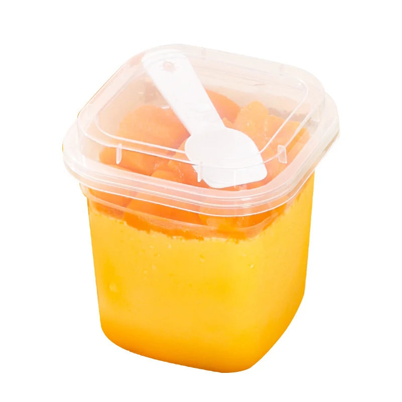 20PCS Plastic 220/280ml Dessert Cups With Lids Spoons Pudding Cup Dessert Cake Cup Appetizer Jelly Yogurt Dessert Baking Cup Vue