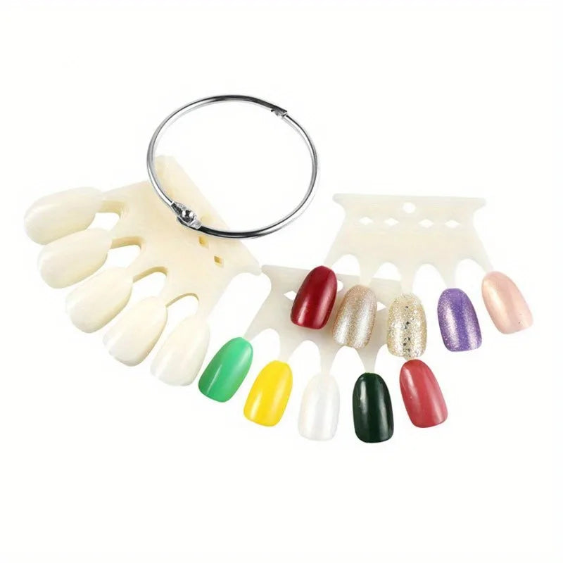 Nail Art Display False Nail Tips Crown Fake Nails Polish Clear Nature Color Card Acrylic Practice Chart Palette Art Ring Vue