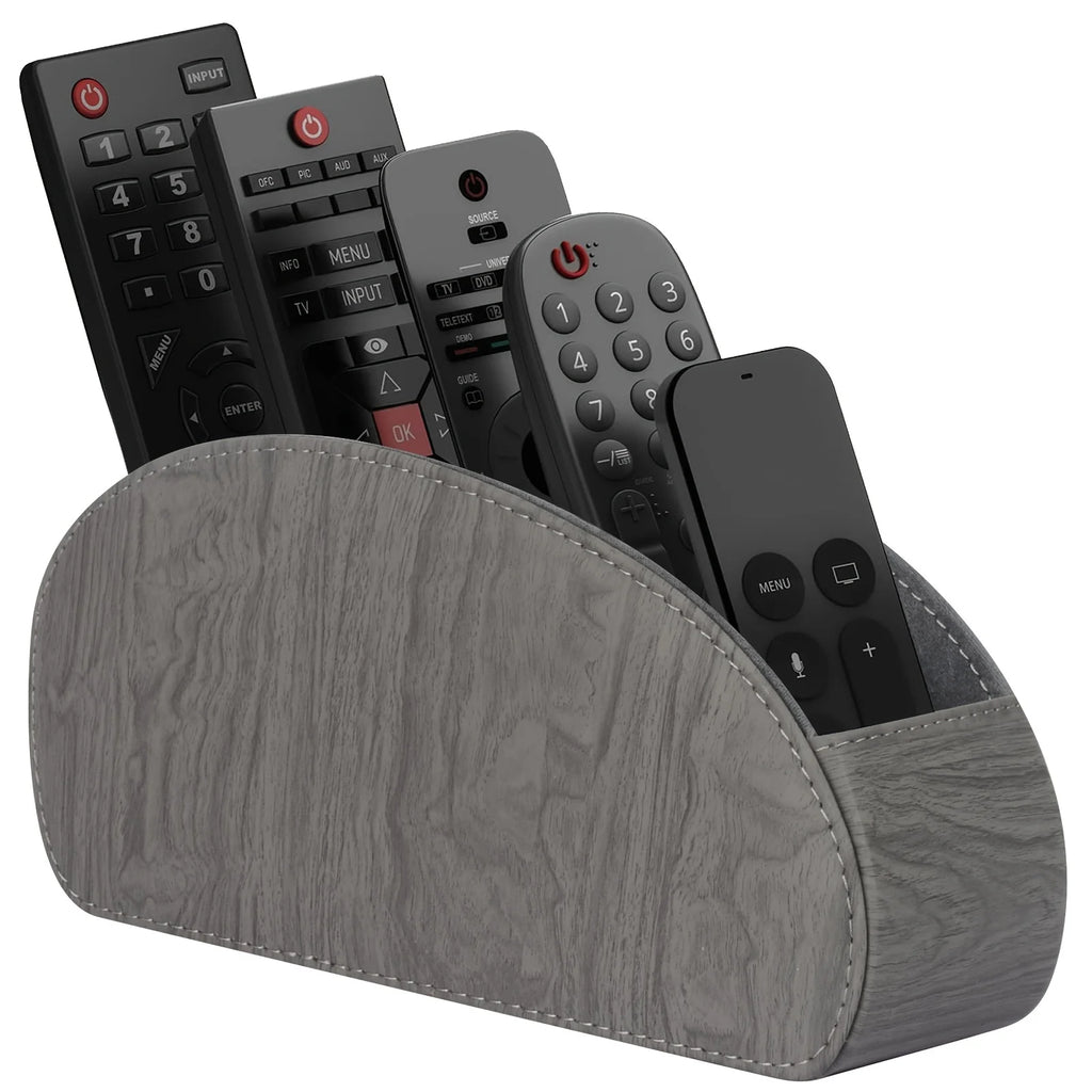 PU Leather Remote Control Holder5Compartments,Multi-Device Organizer for TV/DVD/Blu-Ray,Desk & DrawerStorageBoxHome&OfficeDecor Vue