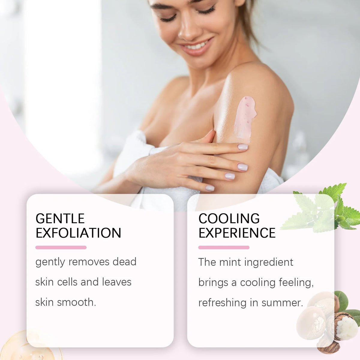 Mint & Pearl Body Scrub - Moisturizing Body Scrub for Smooth Skin, Deep Cleansing and Long-Lasting Hydration Vue