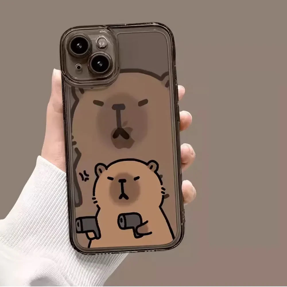 Cute Cartoon Capybara Phone Case For iPhone 17 16 15 11 12 14 13 Pro Max Mini XS XR 7 Plus 16E Air Shockproof Cover Shell Fundas Vue -5 iPhone 11 Pro Max