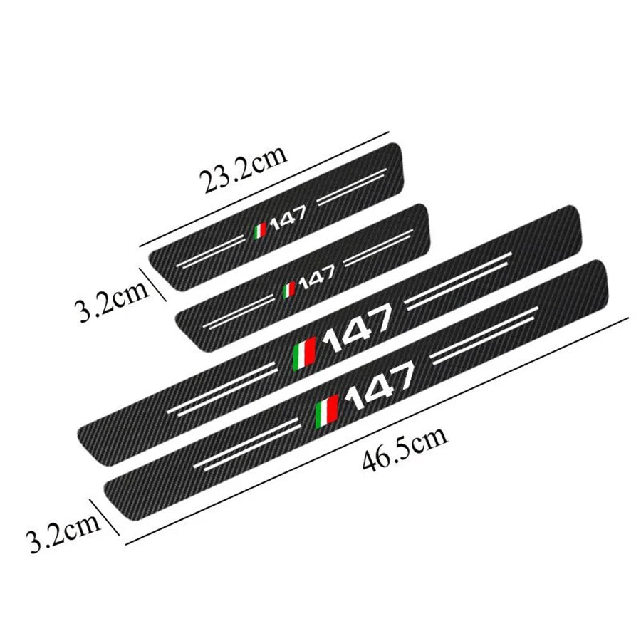 Carbon Fiber Car Door Sticker Styling Fit For Alfa Romeo 147 156 159 Car Rear Trunk Door Edge Threshold Decals Protective Film Vue