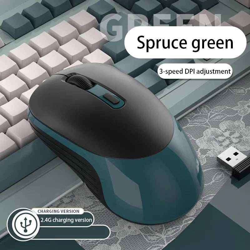 Mouse Silent Charging Office Gaming Universal Mouse Type-c Rechargeable 2.4g Raton Inalambrico Wireless Notebook Mouse Vue Rechargeable Green