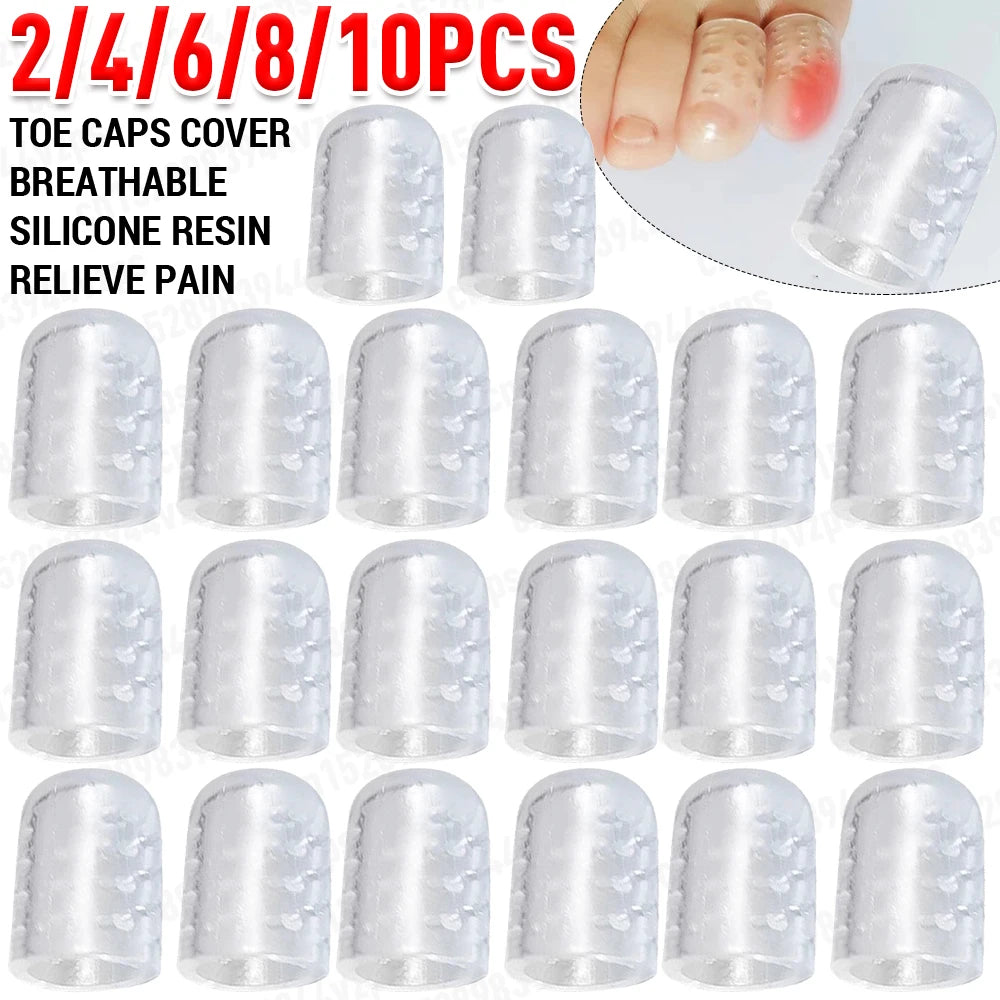 2-10Pcs Toe Protection for Men Women Relief Pain Silicon Resin Toe Caps Cover Transparent Sweatproof Wear-Resistant Protectors Vue