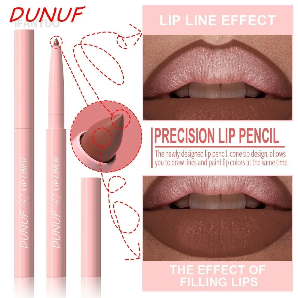 Tapered Nib Lip Liner Pencil Long-Lasting Matte Creamy Plumping Lip Stain Waterproof Natural Nude Brown Slim Lip Liner Makeup Vue