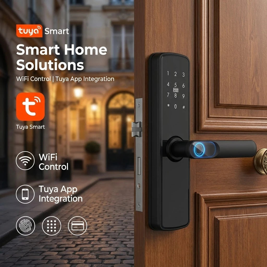 TUYA Smart WIFI Fingerprint Door Lock Electronic Lock Keyless Entry Password Fingerprint Card App NFC Unlock for Home Office Vue