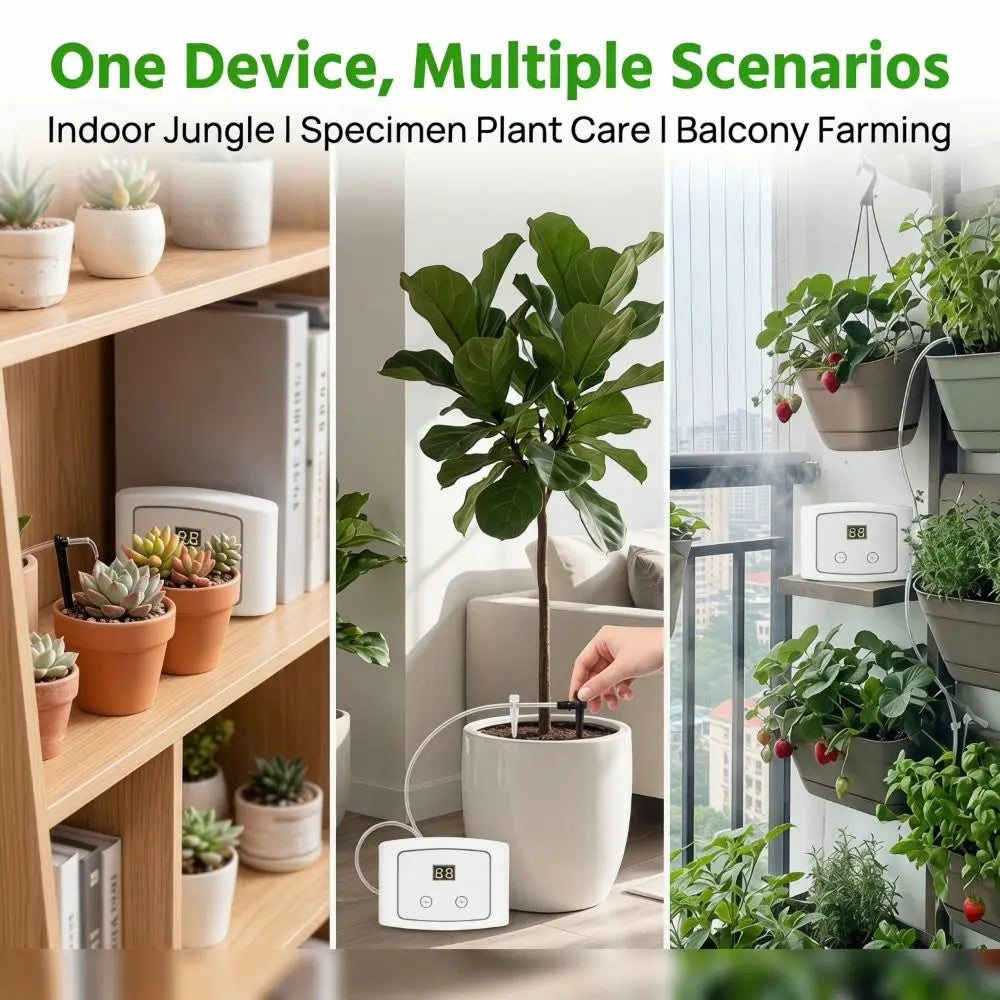 Humidity Sensing Automatic Watering Device 3 Protection Functions Adjustable Drip Head Smart Plant Waterer Vue