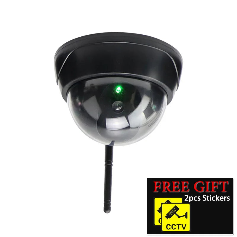 New Black Dome Dummy Camera With Antena Flashing Led Plastic Fake Camera AA Battery Simulation CCTV Surveillance Security System Vue Black