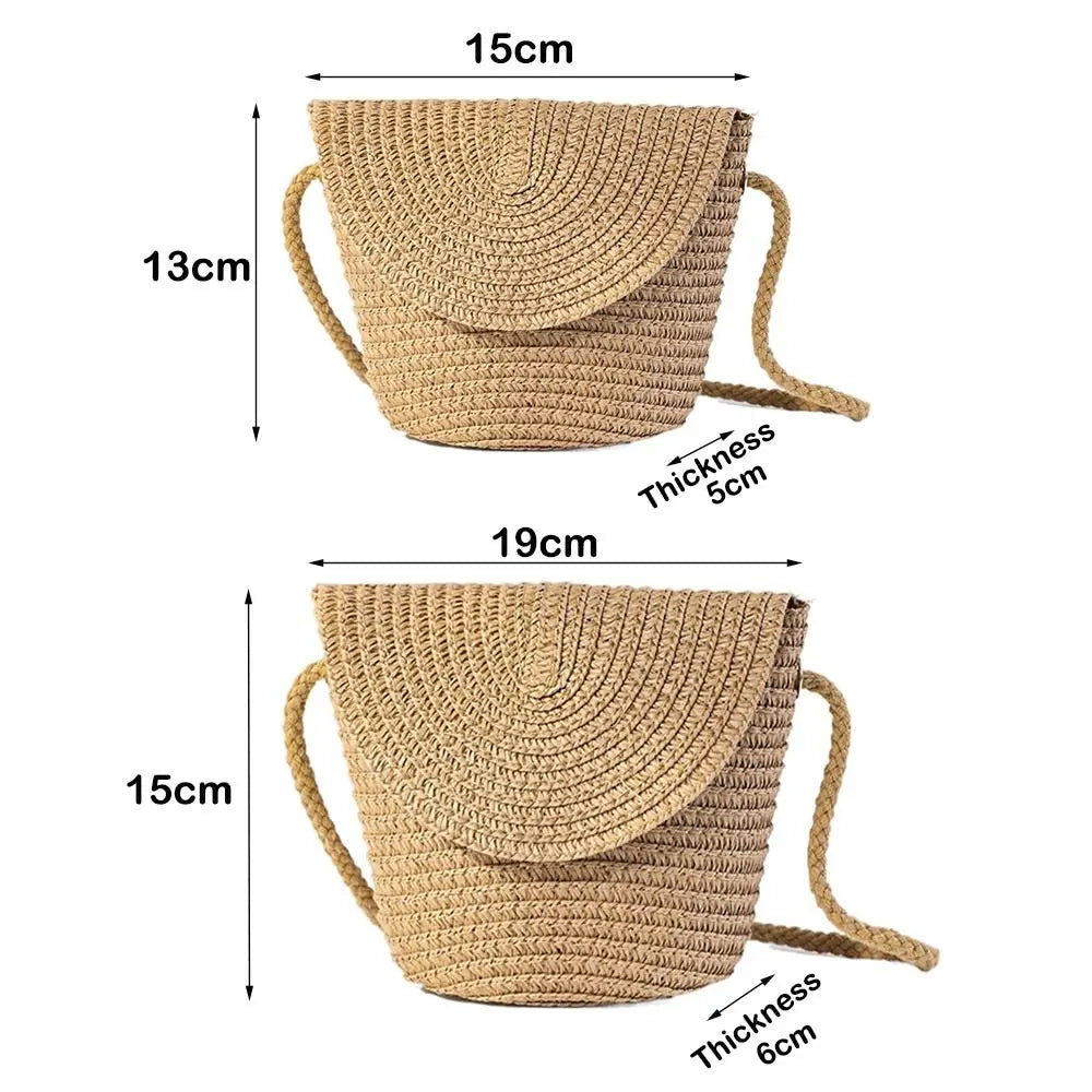 Coin Purse Shell Shape Straw Bag Handmade Mini Summer Beach Handbag