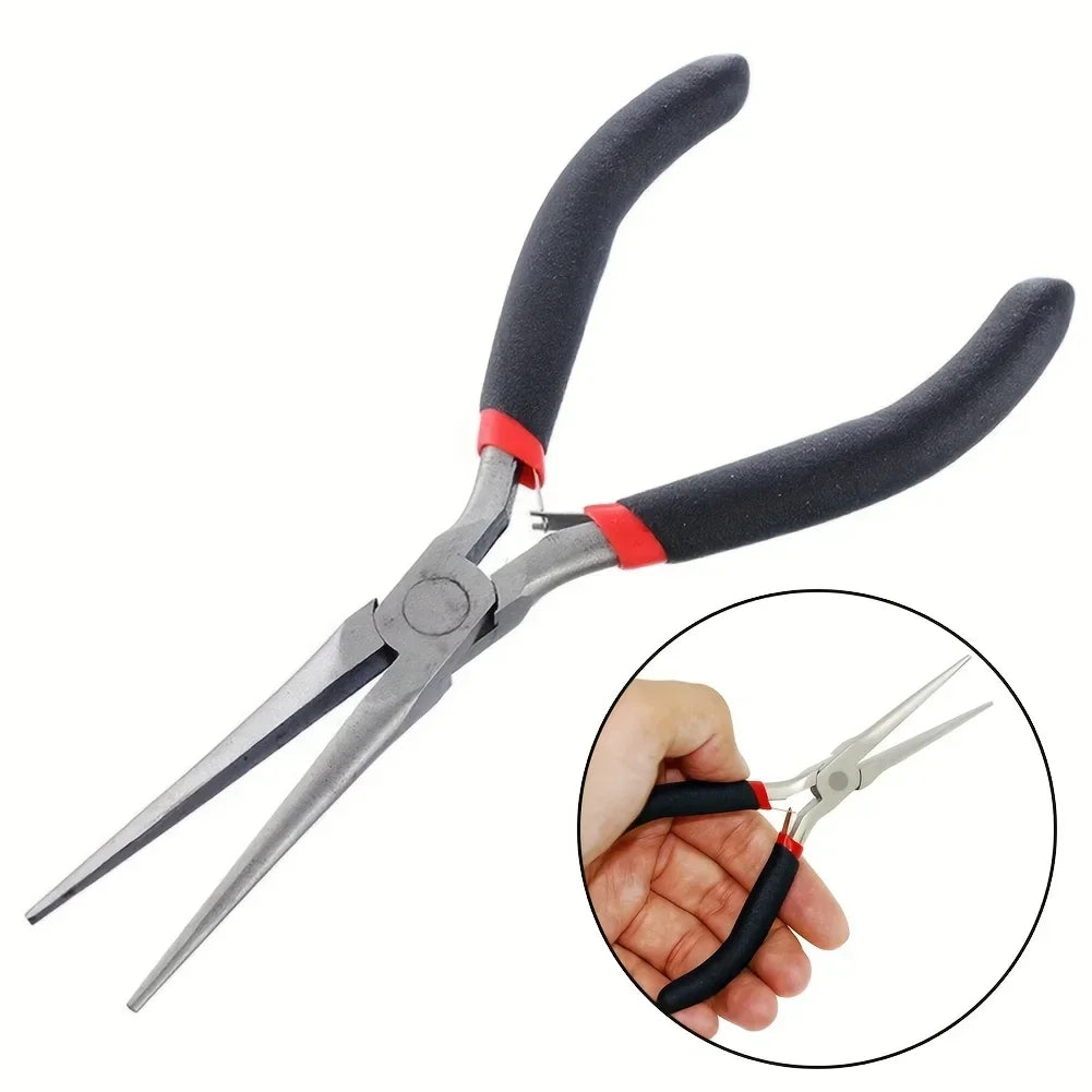 vvocci 1PC Needle Nose Plier Multi tool Repair Hand ToolLong Nose Plier Forceps Vue