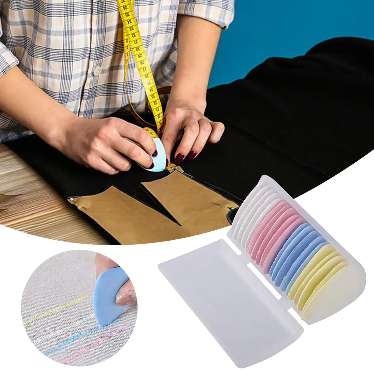 Triangle Tailors Chalk Erasable Fabric Marking Tool for Sewing, Quilting, Dressmaking, Professional Tailor & Designer Supplies Vue