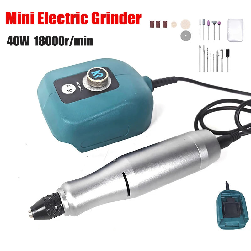 40W Mini Rechargeable Lithium Electric Grinder Forward Reverse Steples Speed AdjustDIY Electric Drill for 18V-21V Makita Battery Vue