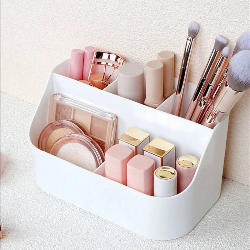 Multi-compartment Makeup Storage Box Desktop Vanity Organizer Cosmetic Tools Sponge Organzier Box for Lipstick Powder Palette Vue