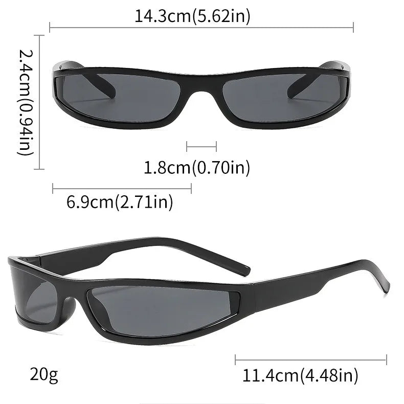 Y2K Narrow Rectangle Sunglasses UV400 Unisex Sport Punk Shades Fashion Sunglasses Vue