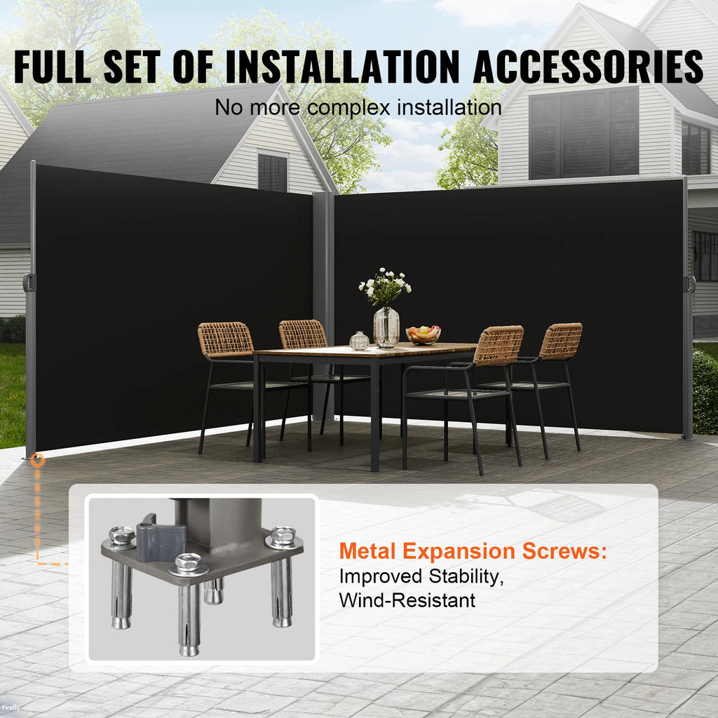 Retractable Side Awning Patio Privacy Screen | UV Wind Shield Retractable Side Awning Vue