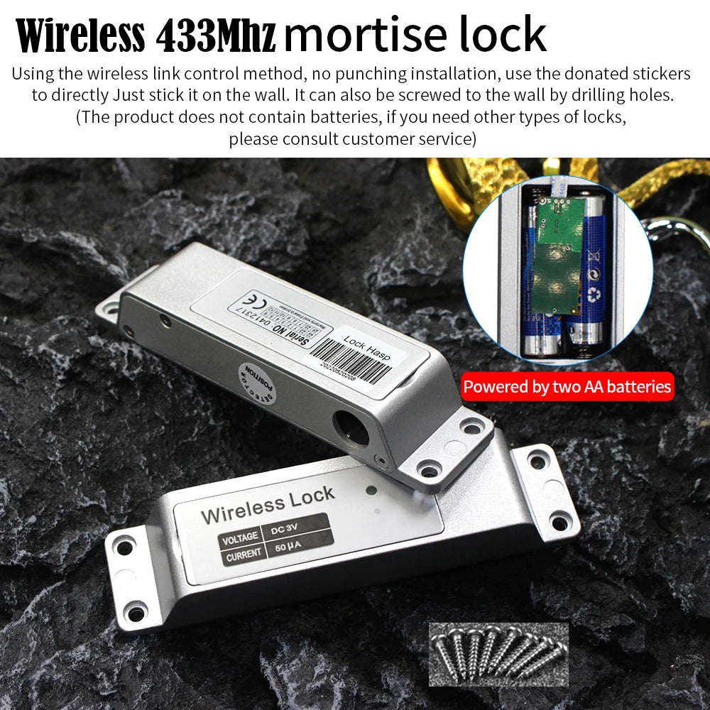 Waterproof 433Mhz 125Khz RFID Wireless Access Control Keypad+Electric Drop Bolt Lock+Wireless Exit Button+Remote Control Key Vue
