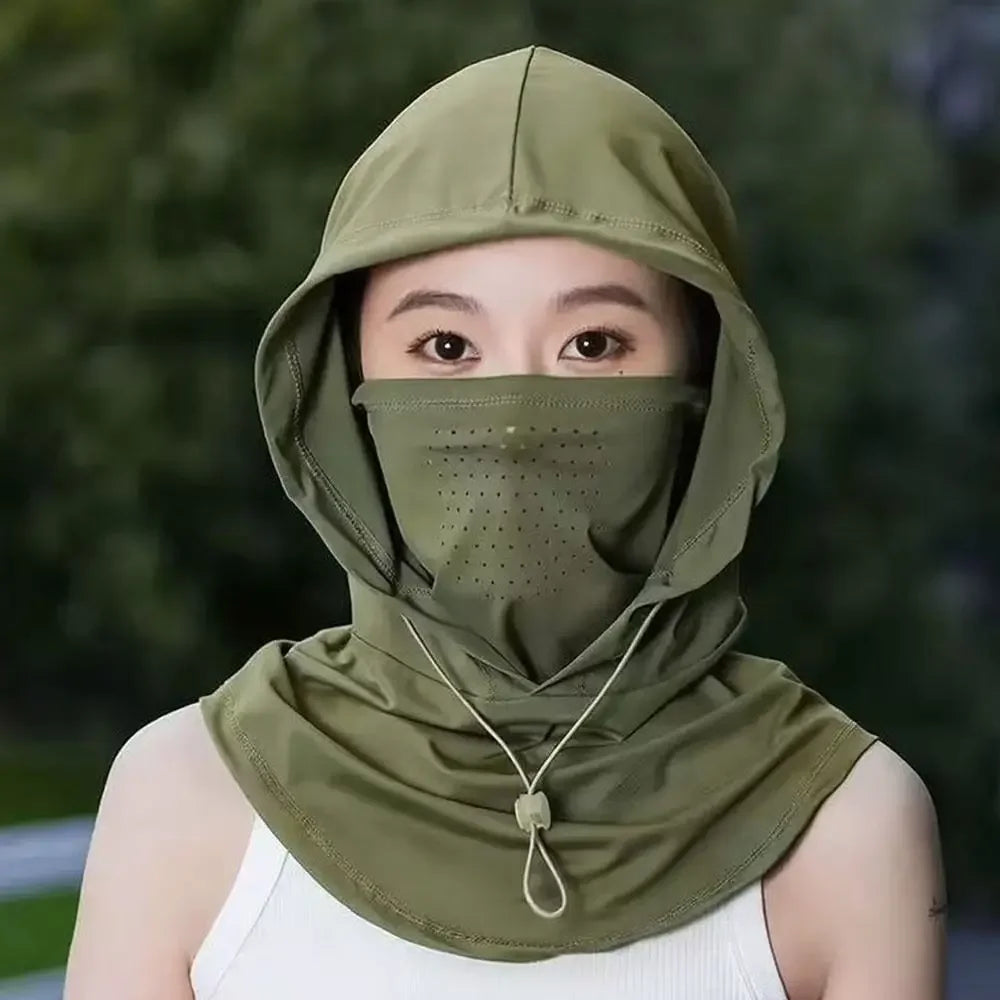 Full Face UV Protection Mask for Women Summer Ice Silk Breathable Sun Cover for Driving Cycling Outdoor Cooling Vue