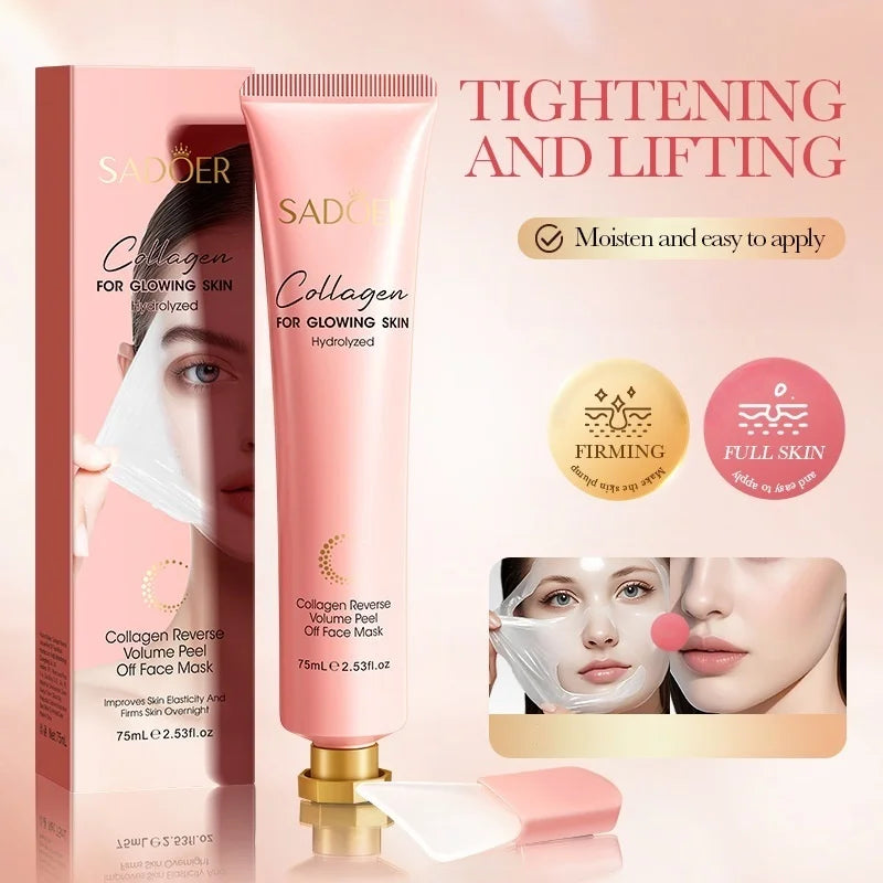 75ml Collagen Peel-Off Mask, Moisturizing and Easy-To-Apply, Multi-Effect Nourishment for the Skin, Tightens, Lifts, and Reduces Fine Lines, Improves Skin Elasticity, Makes Skin Elastic, Delicate, and Smooth. Vue