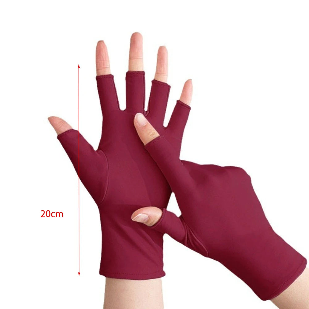Half Finger Sunscreen Gloves Anti-UV Highly Elastic Riding Driving