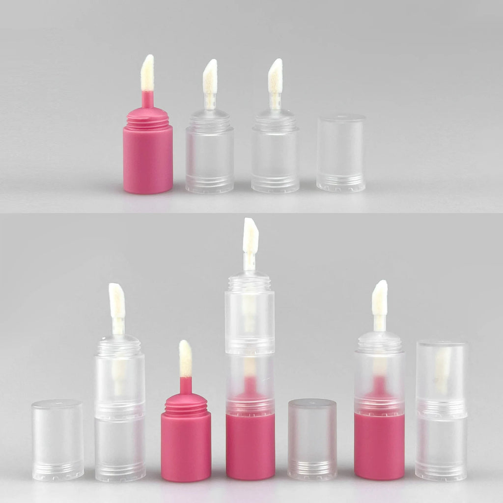 Lip Gloss Tube Custom Logo Luxury Lovely Mini 2ml With 3 Layer Pink Clear Transparent Lip Oil Tubes With Brush Wholesale 30pcs Vue