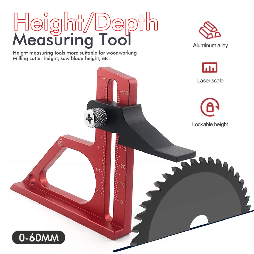 Metal Height & Depth Gauge for Table Saw, Drill Press & Bandsaw Woodworking Height Gauge Vue