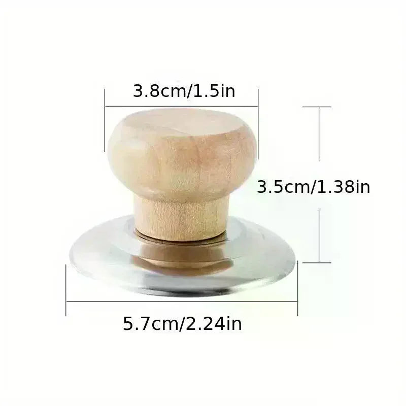 Wooden Pot Lid Knobs, Heat Resistant Replacement Pan Handle Knobs, Universal Flat Top Cookware Lid Handgrip For Frying Pan Vue