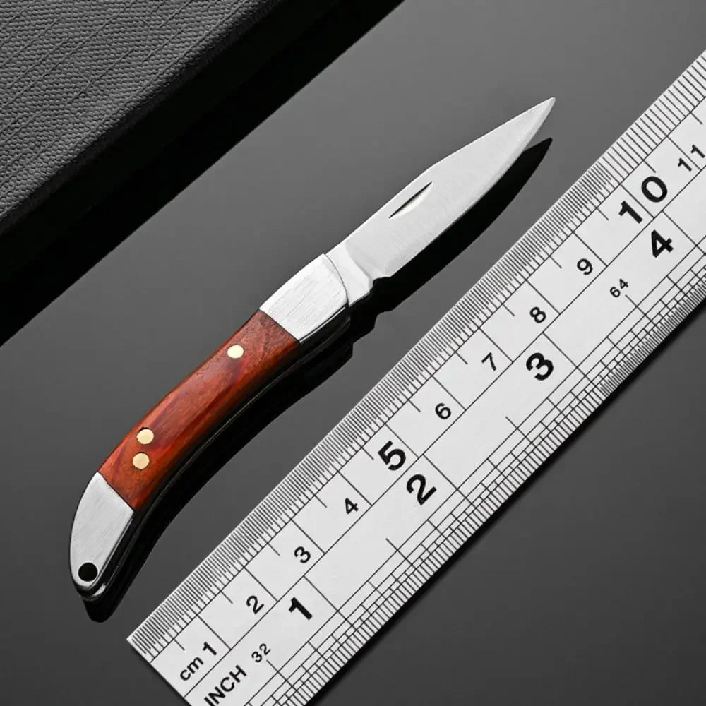 Wooden Handle Portable Sharp Cutter Rust-resistant Stainless Steel Outdoor Folding Cutter Multi-purpose High Hardness Vue