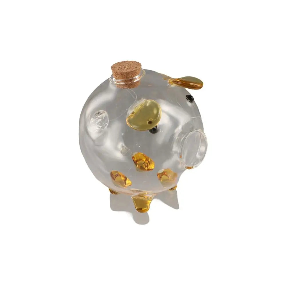 Transparent Cartoon Piggy Money Bank Handmade Multi-purpose Glass Money Jar Practical Visible Golden Beans Container Home Decor Vue