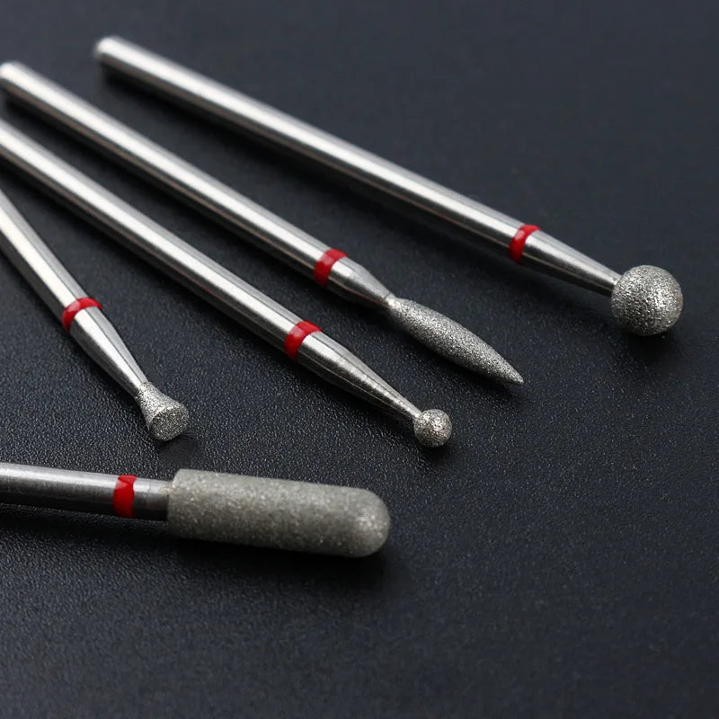 1/5Pcs Red Diamond Nail Drill Bit Milling Cutter for Manicure Electric Rotary Burr Cuticle Tools Accessories Vue