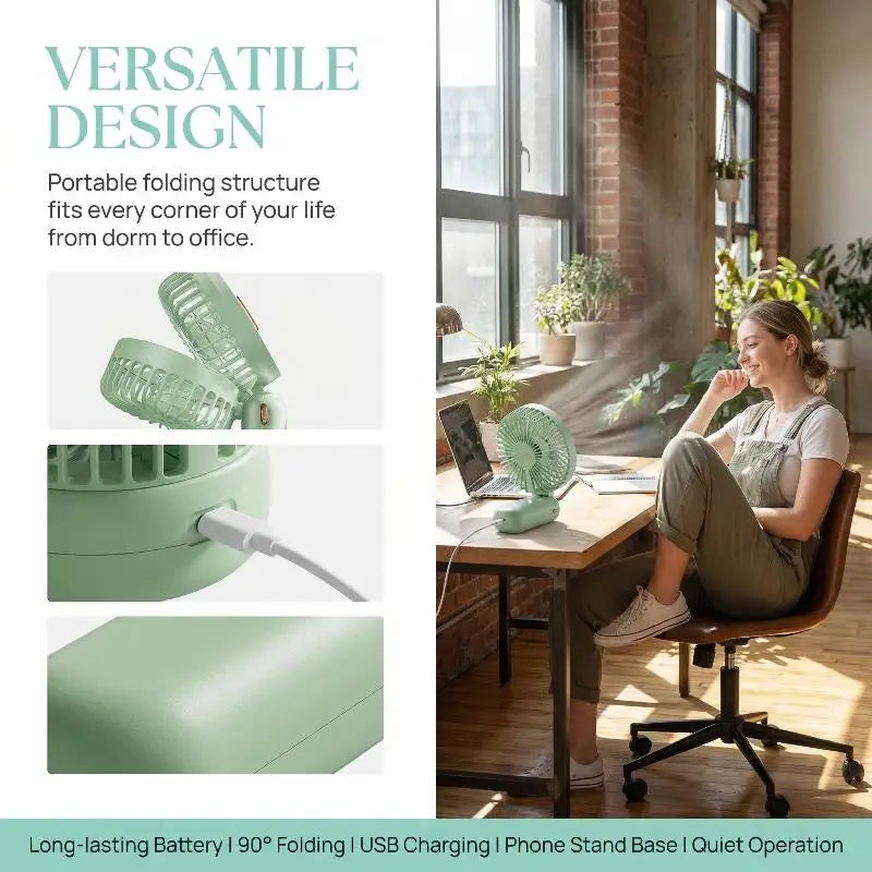 Portable Handheld Mini Fan Foldable Neck Hanging Fans 5 Speed USB
