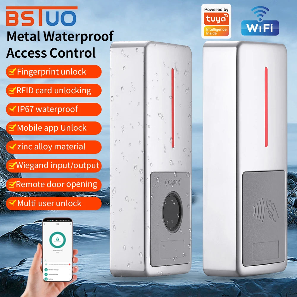 Support Tuya APP Smart IP67 Waterproof Access Control All-in-one Machine RFID Card Reader 125KHz/13.56MHz WiFi Remote Door Open Vue
