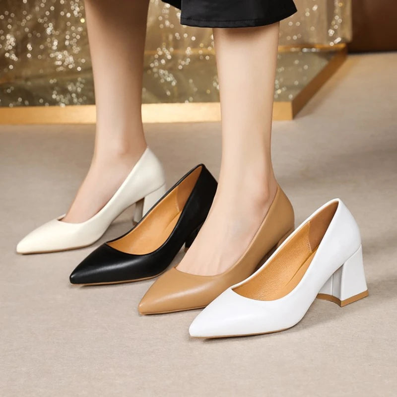 Women's Pointed Toe Block Heel Pumps – Classic Work Shoes Block Heel Pumps Vue