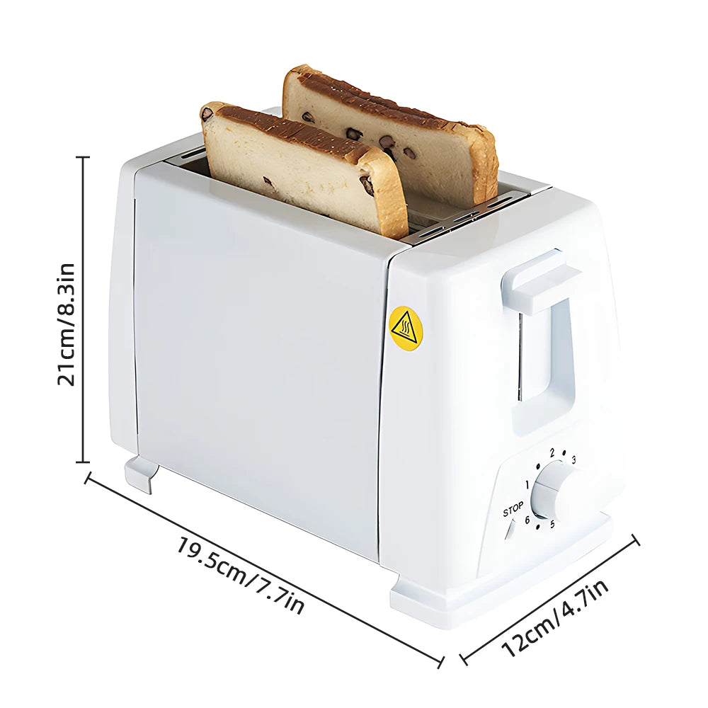 Toaster 2 Slice Wide Slot with 6 Preset Temperature and Timing Small Stainless Steel Bread Toaster with Manual Stop Vue White EU