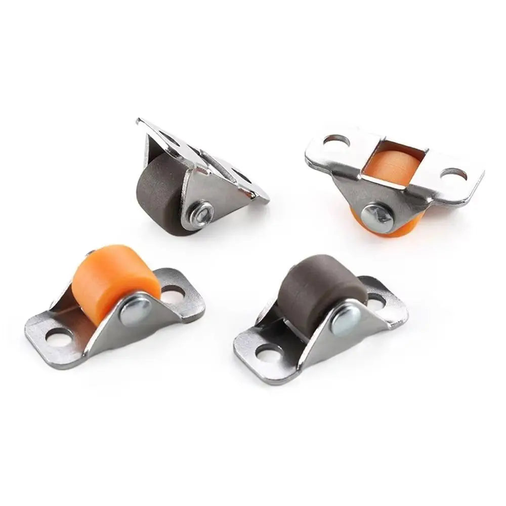 4pcs 1/2 Inch Furniture Mini Casters Steel Top Plate Multifunctional Drawer Slide Wheel Pulley Rubber Roller Vue