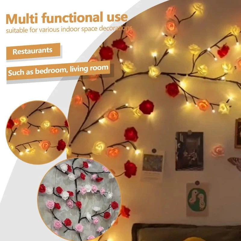 Flower Branch LED Light DIY Fairy Light USB Plug in Creative Wall Decor Light with Remote Control Bendable for Wall Window Decor Vue