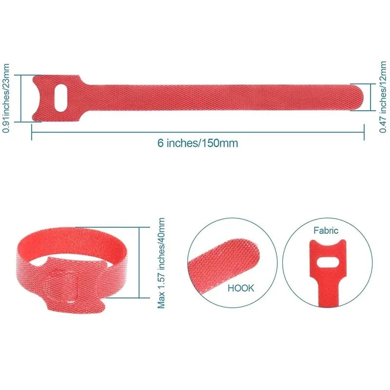 10/30/50pcs Releasable Cable Organizer Ties Mouse Earphones Wire Management Nylon Cable Ties Reusable Loop Hoop Tape Straps Tie Vue