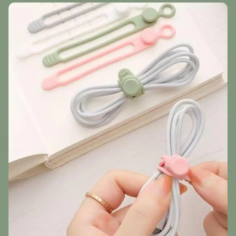10PCS Silicone Cable Ties,Cord Organizer,Cable Straps,Reusable Cord Ties,Travel Cable Organizer ,Cute Elastic Tie, Wire Ties Vue