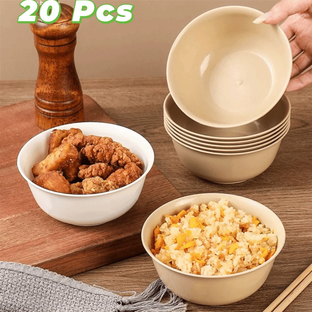 20PCS Rice Husks Disposable Rice Bowl Thickened Heat-Resistant Picnic Bowl Biodegradable Eco-Friendly Fried Chicken Bowl Banquet Vue