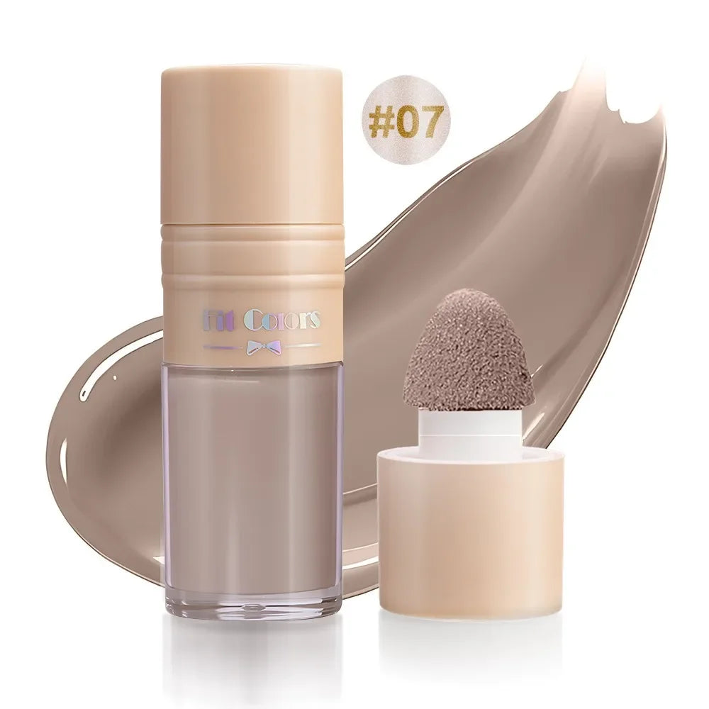 14 Colors Matte Liquid Blush Contour Highlighter Waterproof Long Lasting Sponge Brush Head High Pigment Blusher Brighten Bronzer Vue 07 Contour