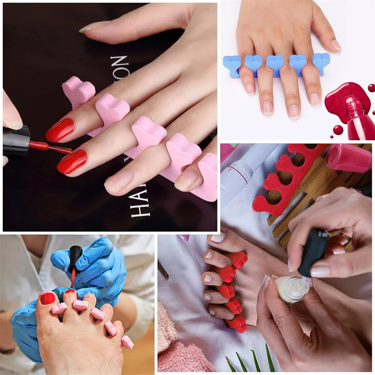 100pcs/50pairs Sponge Toe Finger Separator Manicure Set Toe Splitte for Nail Polish Enhancement Painting and Polishing Tools Vue