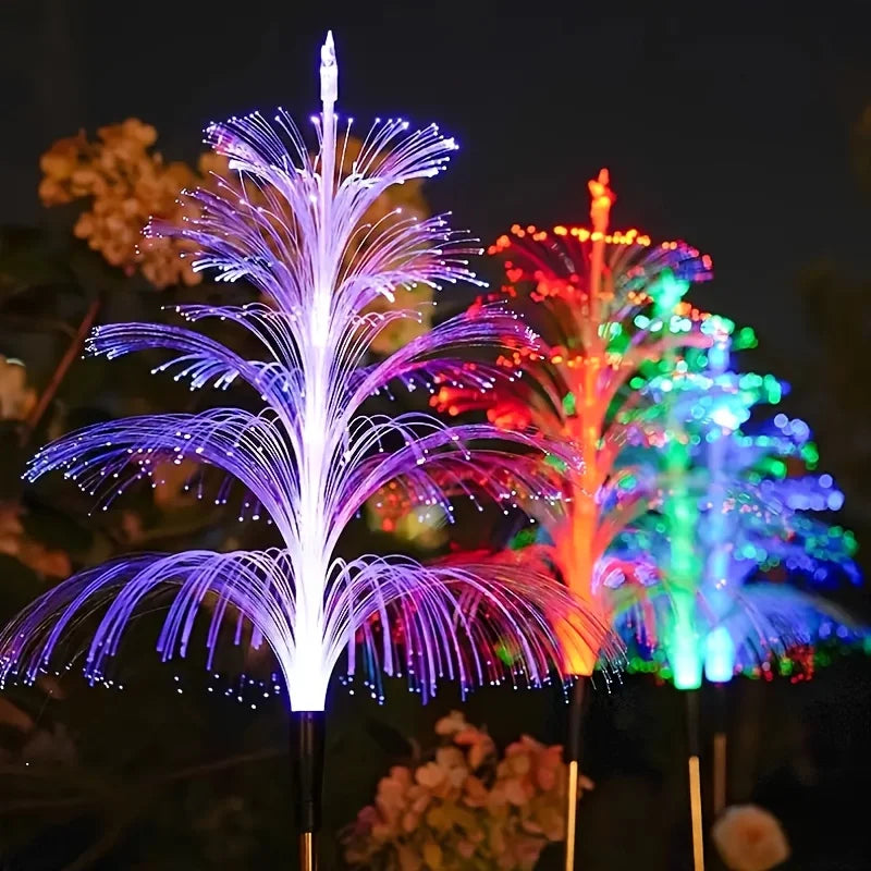 Solar Powered Fiber Optic Jellyfish LED Stake Lights, Color Changing Lights for Outdoor Patio Flower Bed Holiday Party Decor Vue