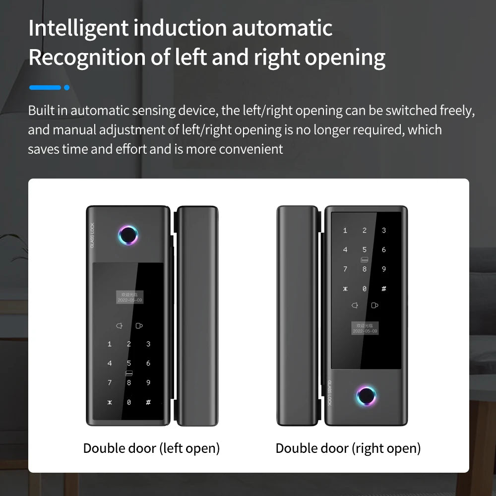 Wifi Smart Lock 2.4G Biometric Fingerprint Electronic Digital Lock for Glass & Wooden Door RFID Tuya Smart App Drilling Free Vue