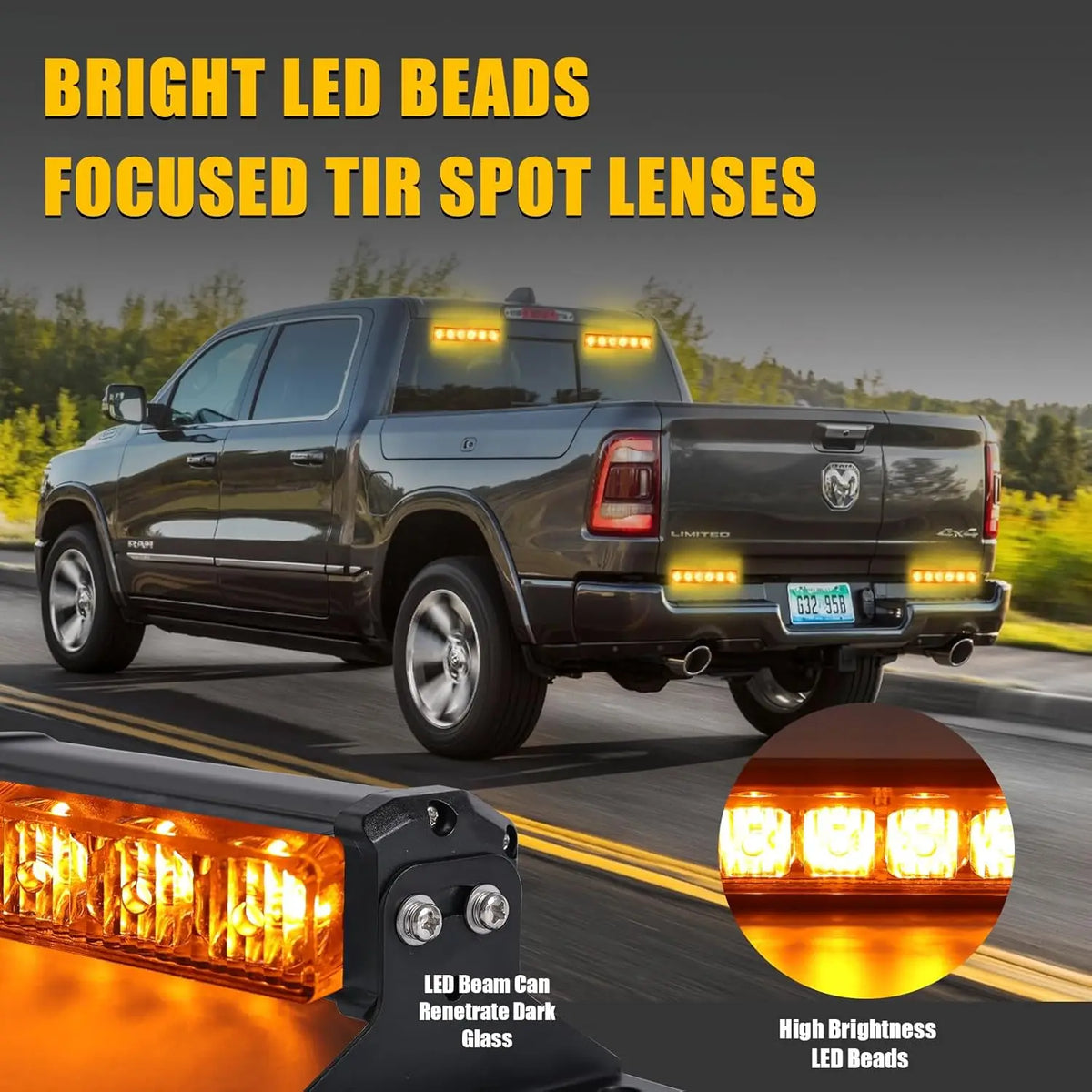 Nilight 6.1in Emergency Strobe Lights Hazard Warning Flashing Safety Dash Front/Rear Windshield Deck Split Lights Surface Mount Vue